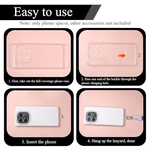 8 Pcs Cell Phone Tether Tab, Transparent Phone Tab for Lanyard Universal Tether Tabs for Most Smartphone Case Square Type Silver Buckle