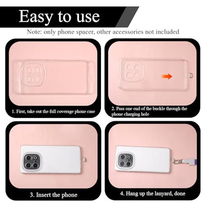8 Pcs Cell Phone Tether Tab, Transparent Phone Tab for Lanyard Universal Tether Tabs for Most Smartphone Case Square Type Silver Buckle
