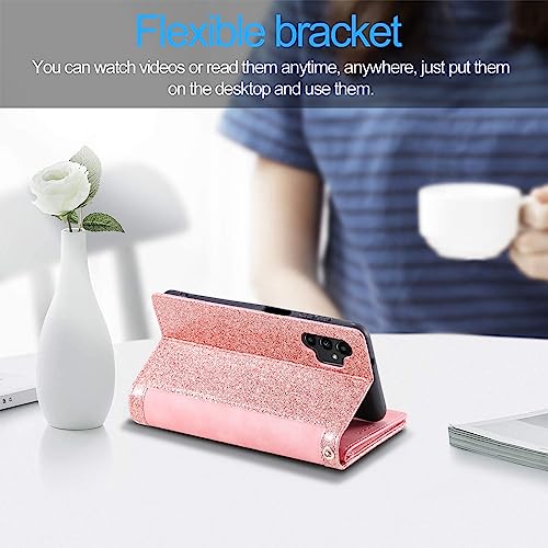 EYZUTAK Wallet Phone Case for Samsung Galaxy A13 5G/4G/A04S, Retro Matte 9 Card Holder Slots Zipper Pocket Case PU Leather Magnetic Closure Kickstand Wrist Strap Shockproof Folio Flip - Rose Gold - color: Rose Gold, size: Samsung Galaxy A13/A04S