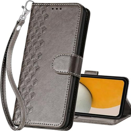 for Samsung Galaxy A15 5G Wallet case, Gray-Cube | 3 Card Holders, Kickstand, Shockproof TPU Shell, PU Leather, Magnetic Closure, Protective Flip Folio Cover, Women - color: 10
