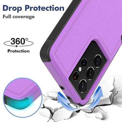 for Samsung Galaxy S24 Ultra Case: Dual Layer Protective Heavy Duty Cell Phone Cover Shockproof Rugged with Screen Protector - Military Protection Bumper Tough - Samsung Galaxy S24 Ultra 2024, Purple - color: Purple (PC) + Black (TPU)