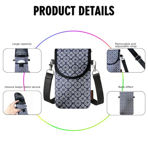 Neoprene Phone Sleeve Pouch Case Bag for Men Women w/Crossbody Strap/Neck Lanyard for iPhone 17/16/15/14 Pro Max, Samsung S25，Pixel 10 - color: Dark Blue Cell Phone Sleeves