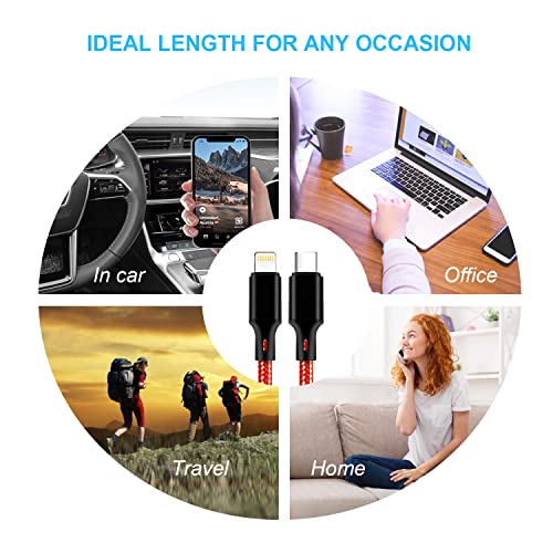 USB C to Lightning Cable, 5 Pack iPhone Charger PD Fast Charging Cord (Red） - color: Red, style: USB-C to L