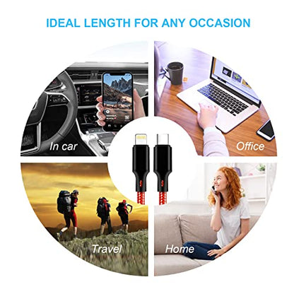 USB C to Lightning Cable, 5 Pack iPhone Charger PD Fast Charging Cord (Red） - color: Red, style: USB-C to L