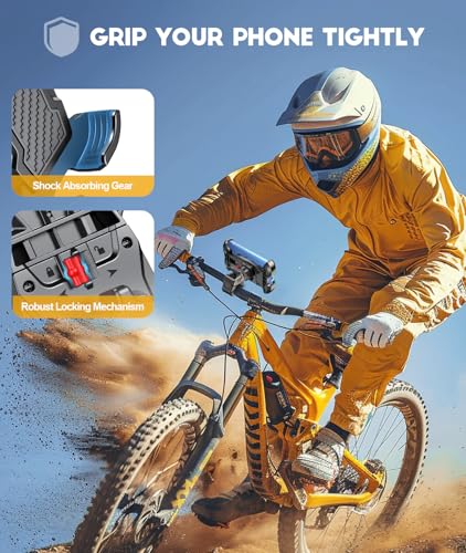 Viccux Motorcycle Phone Mount, Upgrade [Never Fall Off] [Heavy-Duty Clamp] Bike Phone Holder, 360° Rotatable Phone Holder for Bike Motorcycle Bicycle Scooter Compatible with Cellphones 4.7-6.8”