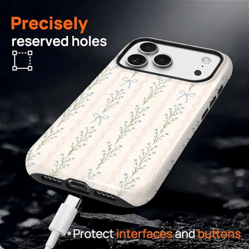 Magnetic for iPhone 17 Pro Case,[Compatible with Magsafe] Dual Layer Protective Heavy Duty Shockproof Rugged Drop Protection Bumper Hybrid Case - Blue Bow Stripes - color: Blue Bow Stripes, size: iPhone 17 Pro