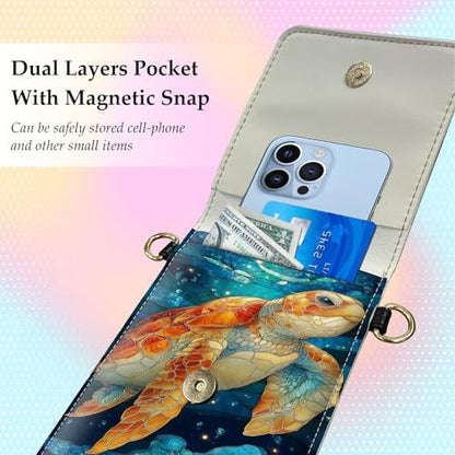 Small Crossbody Bags for Women Touchscreen Cell Phone Bag Cross Body Purses with adjustable Strap,Gifts For Teenage Girls - color: Turtle Under the Sea