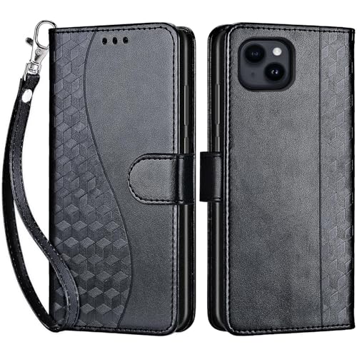 for iPhone 15 Plus Wallet case, Black | 3 Card Holders, Kickstand, Shockproof TPU Shell, PU Leather, Magnetic Closure, Protective Flip Folio Cover, Women - color: 3