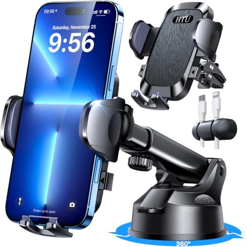 【Upgraded Strongest Suction & Pro Military-Grade Certs 】Ultimate Car Phone Mount【360°Rotatable Suction】Cell Phone Holders Truck Stand for Dashboard Windshield Vent for iPhone 18 Pro Max Samsung,Black - color: Black