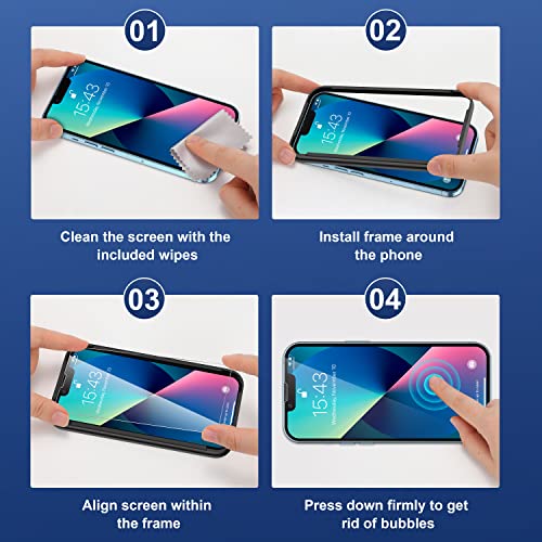 ImpactStrong 3-Pack Shatterproof Tempered Glass Screen Protector for iPhone 16e/iPhone 14/iPhone 13/iPhone 13 Pro [Easy Installation Frame] [Bubble Free] [9H Hardness] [Full Coverage] Case Friendly - size: iPhone 16e/14/13/13 Pro