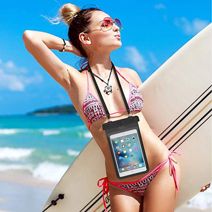 MoKo Waterproof Tablet Case, IPX8 Dry Bag for Devices Up to 8.3 in | Compatible with iPad mini 6/5/4/3/2, Samsung Tab 5/4/3, Galaxy Note 8, Tab S2/Tab E/Tab A 8.0, LG G Pad III 8.0 - color: Black