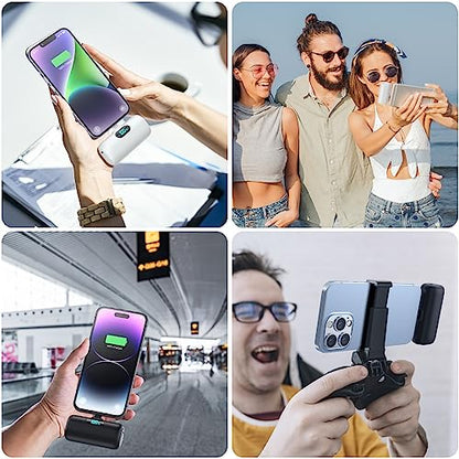[2 Pack]Small Portable Charger for iPhone,Upgraded 5000mAh PD Fast Charging Power Bank,Cute Mini Portable Phone Charger Battery Pack Compatible with iPhone 14/14 Pro Max/13/13 Pro/12 Pro/11/XR/X/8 etc - color: A-Black+White