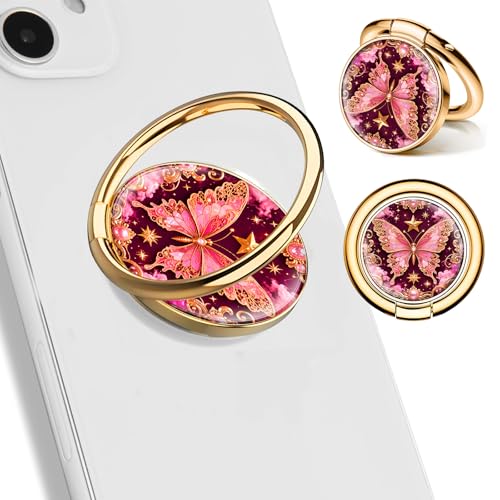 Cell Phone Ring Holder, Cute Phone Ring Grip Stand, 360°Rotation Funny Metal Kickstand Finger Grip Luxury Butterfly - color: Luxury Butterfly
