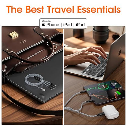Multi Charging Cable 2Pack 6FT 3 in 1 Long Apple MFi Certified Cable - color: Grey/Silver, size: 6ft