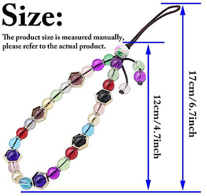 Cell Phone Lanyard Strap Bling Crystal Beads Hand Wrist Lanyard - color: 17cm Multicolor