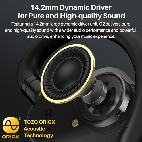 TOZO O2 Open Ear Wireless Earbuds,Multi-Angle Adjust 42H Bluetooth 5.3 - color: Dark Black