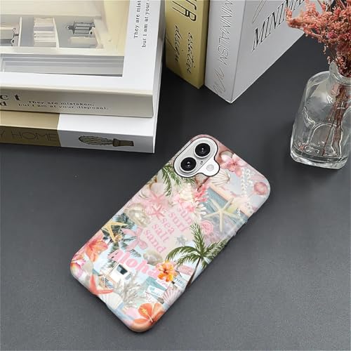 Case for iPhone 16, Cute Phone Case, Aloha Summer Collage | Hybrid 2-Layer Phone Cover，Military-Grade Protection Durable Shockproof Anti-Scratch Cases - color: Pink Aloha Summer Collage, size: Iphone 16