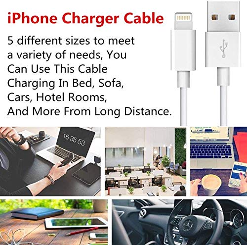 iPhone Charger Cable SHARLLEN Lightning Cable Mfi Certified 5Pack(3ft/3ft/6ft/6ft/10ft) USB Fast Long iPhone Charging Cords Compatible iPhone XS/Max/XR/X/8/8P/7/7P/6/6S/iPad/iPod/IOS (White)