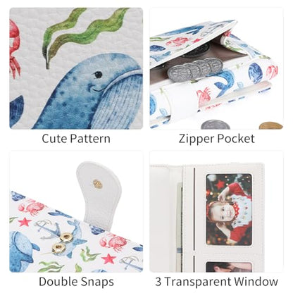 GOIACII Women's Wallet RFID Blocking Large Capacity Card Holder Ladies Phone Clutch Travel Long Purse Whale Print - color: Z02 Whale Print White