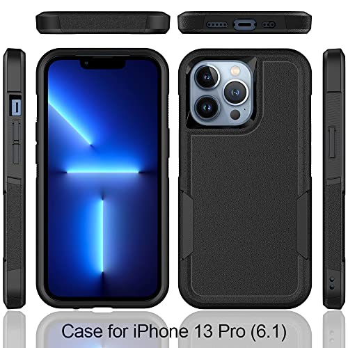 Heavy‑Duty Rugged Anti‑Drop Shockproof Protective Phone Case for iPhone 13 Pro, Durable Protective Shell, Black - color: Black, size: iPhone 13 Pro