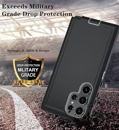 ONOLA Compatible with Samsung Galaxy S24 Ultra Case with HD Screen Protector, Heavy Duty Shockproof & Dropproof 3-Layer Cover Phone Case,BlackGrey - color: BlackGrey, size: Galaxy S24 Ultra 6.8"