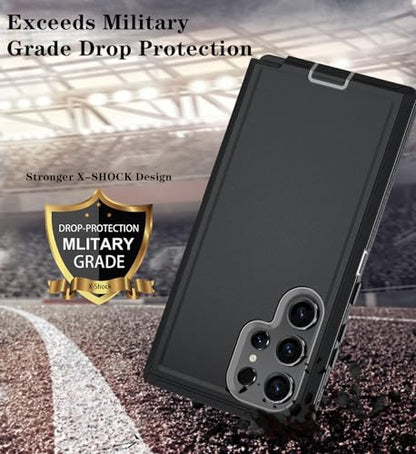 ONOLA Compatible with Samsung Galaxy S24 Ultra Case with HD Screen Protector, Heavy Duty Shockproof & Dropproof 3-Layer Cover Phone Case,BlackGrey - color: BlackGrey, size: Galaxy S24 Ultra 6.8"