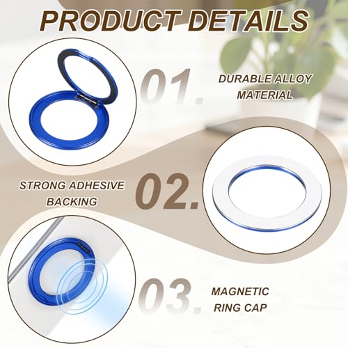 PATIKIL Phone Ring Holder, Metal 360 Rotation Magnetic Phone Grip Holder Stand with Adhesive Backing Smartphone Finger Grip Kickstand for Tablet Case Car Mount Accessory, Blue - color: Blue