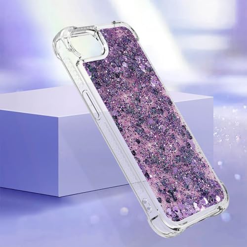 Bling Glitter Case for Apple iPhone 16e.Liquid Purple | Soft TPU Sparkly Flowing Liquid Floating Clear Case for Women Girls Cover for Apple iPhone 16e - color: Purple