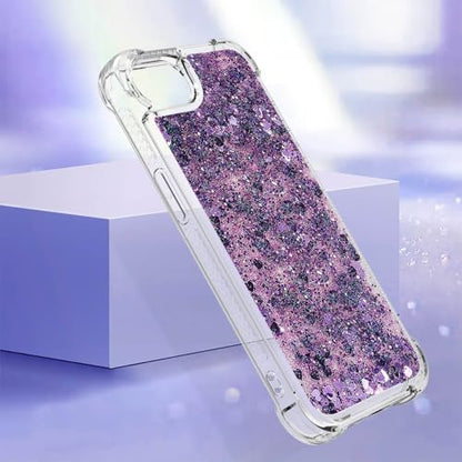 Bling Glitter Case for Apple iPhone 16e.Liquid Purple | Soft TPU Sparkly Flowing Liquid Floating Clear Case for Women Girls Cover for Apple iPhone 16e - color: Purple