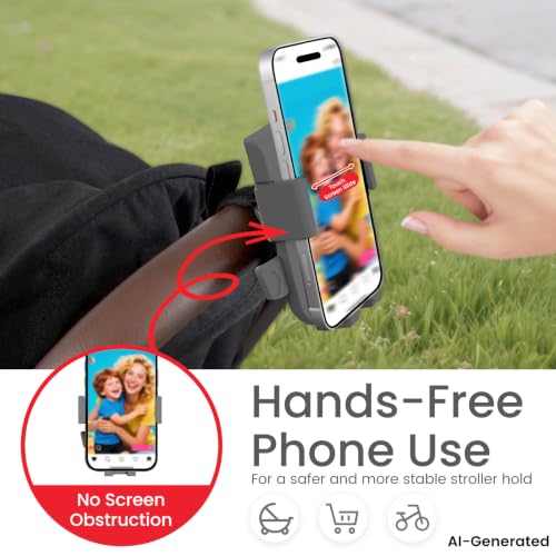 Baby Stroller Phone Holder, Universal Handlebar Phone Mount Grey