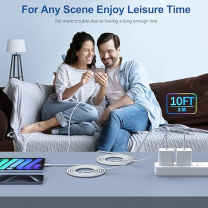 iPhone 17 16 Charger,2Pack USB C Wall Charger Block Chargers Fast Charging with 10FT USBC to C Woven Cable for iPhone 17/17 Pro/17 Pro Max/17 Air/iPhone 16/16 Plus/16 Pro Max/16E/15/15Pro,iPad Pro - size: 2PACK 10FT