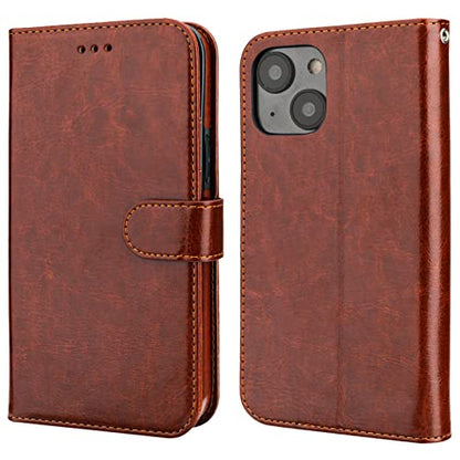Bocasal Detachable Wallet Case Card Holder for iPhone 14 Plus, Brown | RFID Blocking Kickstand Card Slots Holder PU Leather Magnetic Shockproof Wrist Strap Removable Flip Protective Cover 6.7 inch - color: Brown
