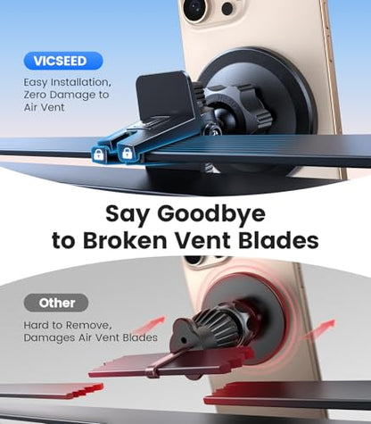 VICSEED for MagSafe Car Mount [Upgraded Strong Magnetic & Won't Break Vent] - color: Pink Black