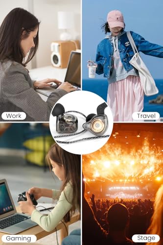 Wired Gaming Earbuds with Microphone, in-Ear Monitor Headphones High Sound Quality Earphones for iPhone, Laptop, MP3, Android Smartphones, Fits All 3.5mm Jack Device-Black