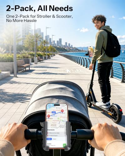 OMOTON BK01 Anti-Vibration Bike Phone Mount, Quick Lock for Riders 2 Packs - color: 4-Black & Black