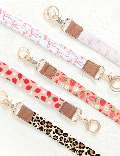 Phone Lanyard Crossbody Strap, Adjustable Neck Strap and Wristlet Strap for Phone Wallet ID Badge with 2 Phone Tabs - color: Leopard Print