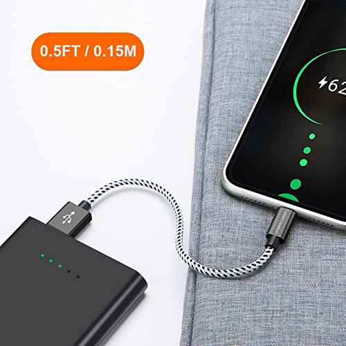 CableCreation 3Pack Short iPhone Charging Cable 6 Inch/0.5FT, MFi Certified - color: Black&White