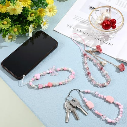 Ecally 3 Pcs Phone Charms Strap Camera Wrist Strap - color: White, style: Cute
