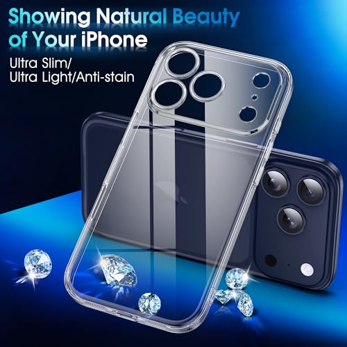 Supdeal Crystal Clear Case for iPhone 17 Pro Max, [Not Yellowing] [Camera Protection] [Military Grade Drop Tested] Transparent Shockproof Protective Soft Silicone Slim Cover, 6.9 inch, Transparent - color: Transparent, size: iPhone 17 Pro Max