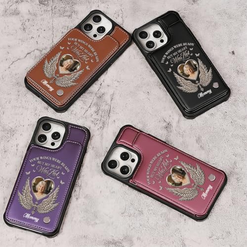 Custom Photo I Will Always Carry with Me Memorial - Personalized Leather Flip Wallet Phone Case Sympathy Gifts Remembrance Keepsake Protective Cellphone Cover Picture Loss of Loved One Multicolor