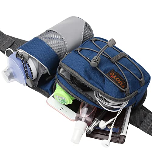 Waist Pack with Water Bottle Holder for Running Walking Hiking Fanny Pack - color: Blue