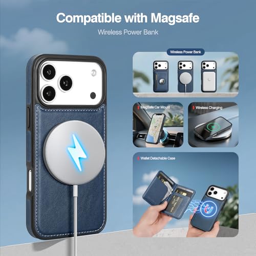 Antsturdy Compatible with MagSafe iPhone 17 Pro Wallet Case,Dark Blue - color: Dark Blue, size: iPhone 17 Pro - 6.3"