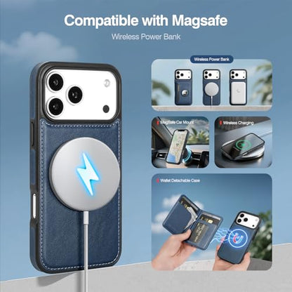 Antsturdy Compatible with MagSafe iPhone 17 Pro Wallet Case,Dark Blue - color: Dark Blue, size: iPhone 17 Pro - 6.3"