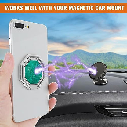 cobee Cell Phone Ring Holder Finger Kickstand, 360° Rotation Metal Cellphone Back Grip Foldable Cell Phone Stand Adjustable Phone Holder Compatible with Most Smartphones(Silver Marbling) - color: Silver Marbling