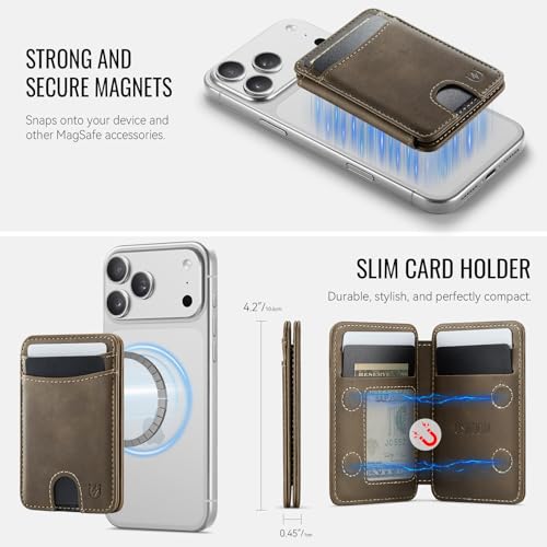 for Magsafe Wallet Magnetic RFID Blocking Card Holders, Retro Brown - color: Retro Brown