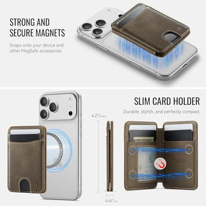 for Magsafe Wallet Magnetic RFID Blocking Card Holders, Retro Brown - color: Retro Brown