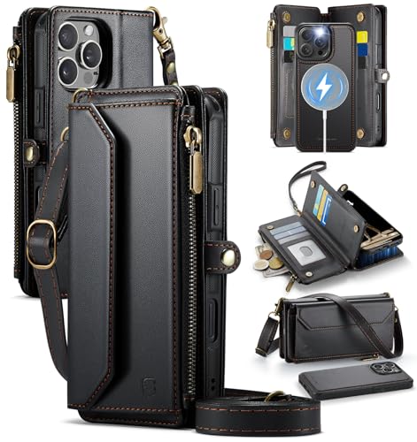 Strapurs for iPhone 15 Pro Magnetic Detachable Wallet Phone Case, Black - color: (Detachable with Magsafe)-Black, size: iPhone 15 Pro - 6.1"