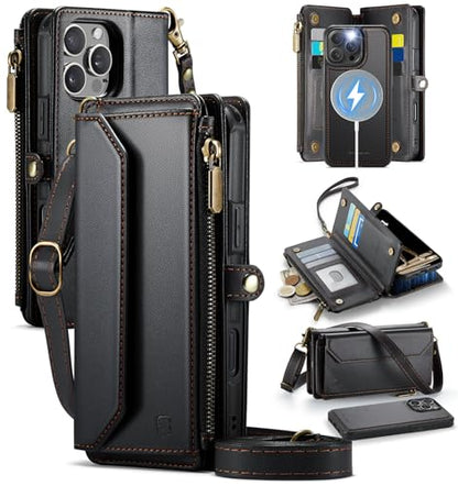 Strapurs for iPhone 15 Pro Magnetic Detachable Wallet Phone Case, Black - color: (Detachable with Magsafe)-Black, size: iPhone 15 Pro - 6.1"
