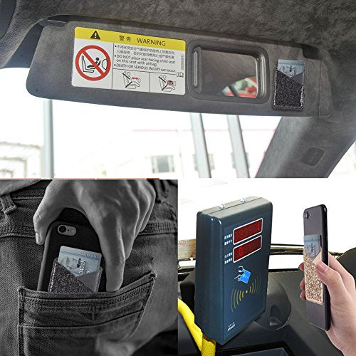 Faux Leather Cell Phone Wallet,Credit Card Holder for Back of Phone Pocket 3M Adhesive Sticker Card Pouch Sleeve for iPhone/Samsung Galaxy/Sony/Android and Most Smartphones,Black/Silver Glitter - color: Silver+Black