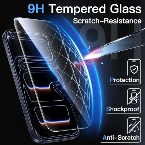 JETech Screen Protector for iPhone 17 Pro, 3-Pack | 9H Tempered Glass, HD Clear, Anti-Scratch Protection, Easy Installation Tool - size: iPhone 17 Pro